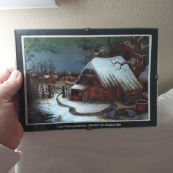 4 Vintage 1980s Framed Foil Art Pictures Volkswanderung StelzfuB St Wendel - Picture 7 of 10